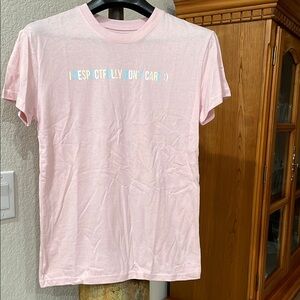 ISAAC MORRIS Vibrant Pink Short Sleeve graphic Tee “I Respectfully Don’t Care” S